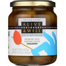 ALIVE & WELL: Chalkidiki Probiotic Rich Organic Olives, 12.5 oz