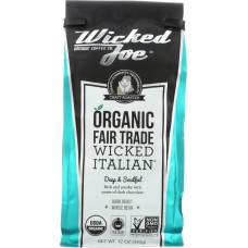 WICKED JOE COFFEE: Organic Whole Bean Coffee Dark Roast Wicked Italian, 12 oz