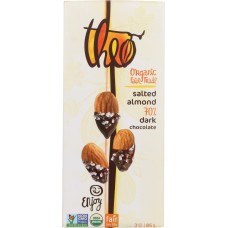 Theo Chocolate Organic Dark Chocolate Bar Salted Almond, 3 oz
