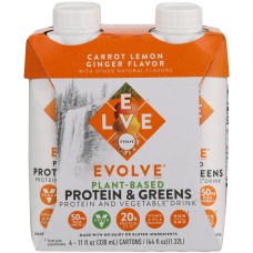 EVOLVE: Ready To Drink Protein & Greens Shake Carrot Lemon Ginger 4-11 fo, 44 fo