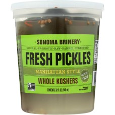 SONOMA BRINERY:  Fresh Pickle Manhattan Style Whole Koshers, 32 oz