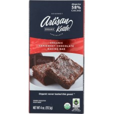 ARTISAN KETTLE: Semisweet Chocolate Baking Bar Organic, 4 oz