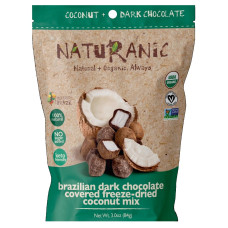 NATURANIC: Brazilian Dark Chocolate Covered Freeze-Dried Coconut Mix Snack, 3 oz NATURANIC: Brazilian Dark Chocolate Covered Freeze-Dried Coconut Mix Snack, 3 oz