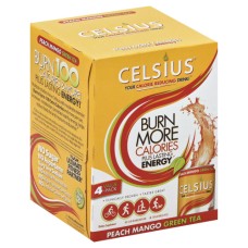CELSIUS: Live Fit Green Tea Peach Mango Non-Carbonated Pack of 4, 48 oz