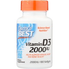 DOCTORS BEST: Vitamin D3 2000Iu, 180 sg