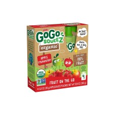 GOGO SQUEEZ: Organic Apple Strawberry Fruit On The Go Pouch 4Pk, 12.8 oz