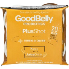 GOOD BELLY:  PlusShot Mango Probiotic Juice 4 Pack, 2.7 oz