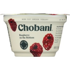 CHOBANI: Non-Fat Greek Yogurt Raspberry on the Bottom, 5.3 oz