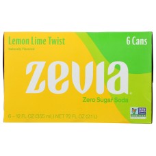 ZEVIA: Zero Calorie Soda Lemon Lime Twist 6-12 fl oz, 72 fl oz
