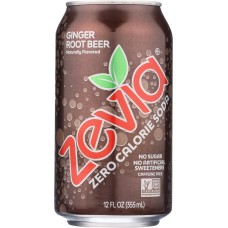 ZEVIA: All Natural Zero Calorie Soda Ginger Root Beer 6-12 fl oz, 72 fl oz