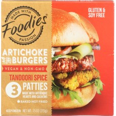 FOODIES: Vegan Artichoke Burgers Tandoori Spice, 7.5 oz