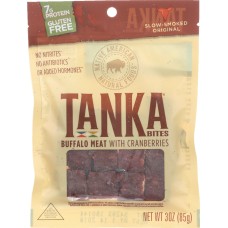 TANKA: Bites Buffalo Meat Cranberry Slow Smoked Original, 3 Oz