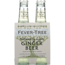 FEVER TREE: Ginger Beer Light Pack of 4, 6.8 oz