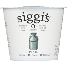 SIGGI'S: Yogurt Strained Non-Fat Icelandic Style Skyr Plain, 5.3 oz