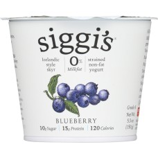 SIGGI'S: Icelandic Style Skyr Strained Non Fat Blueberry Yogurt, 5.3 oz