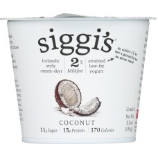 SIGGIS: Yogurt Icelandic Style Low Fat 2% Milkfat Coconut, 5.3 oz