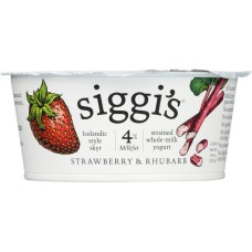SIGGI'S: 4% Whole Milk Strained Yogurt Strawberry Rhubarb, 4.4 oz