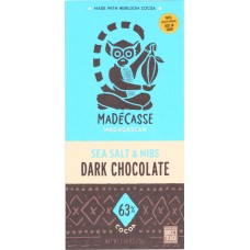 MADECASSE: 63% Cocoa Chocolate Bar Sea Salt & Nibs, 2.64 oz