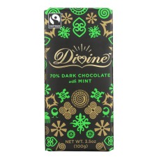 DIVINE CHOCOLATE: Chocolate Bar Dark 70% Mint, 3.5 oz