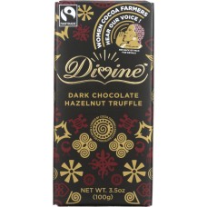 DIVINE CHOCOLATE: Dark Chocolate Hazelnut Truffle, 3.5 oz
