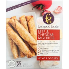 FEEL GOOD FOODS: Beef and Cheddar Taquitos, 9 oz