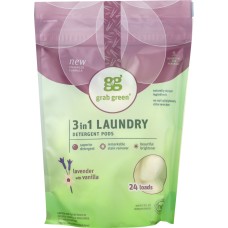 GRABGREEN: 3-in-1 Laundry Detergent Pods Lavender 24 Loads, 15.2 Oz