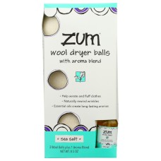 ZUM: Wool Dryer Balls Sea Salt, 8.5 oz