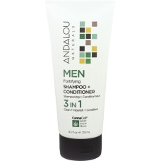 ANDALOU NATURALS: Men Fortifying Shampoo Conditioner 3 In 1, 8.5 fo