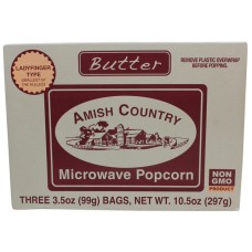 AMISH COUNTRY: Ladyfinger Butter Microwave Popcorn 3 Count, 10.5 oz