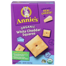 ANNIES HOMEGROWN: Organic White Cheddar Squares Crackers, 7.5 oz