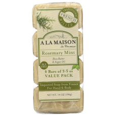 A LA MAISON DE PROVENCE: Rosemary Mint Bar Soap 4pk, 14 oz