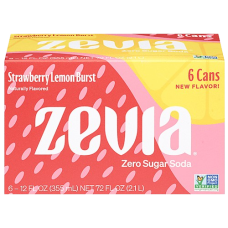 ZEVIA: Strawberry Lemon Burst Zero Sugar Soda 6Pk, 72 fo