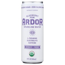 ARDOR ORGANIC INC: Blueberry Pom Sparkling Water, 12 fo
