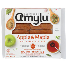 AMYLU FOODS: Apple and Maple Mini Chicken Sausage Links, 9 oz AMYLU FOODS: Apple and Maple Mini Chicken Sausage Links, 9 oz