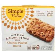 SIMPLE MILLS: Chunky Peanut Butter Soft Baked Bars, 5.99 oz