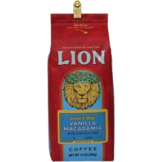 LION COFFEE: Vanilla Macadamia Nut Coffee Ground, 10 oz