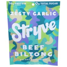 STRYVE PROTEIN SNACKS: Sliced Biltong Zesty Garlic, 2.25 oz