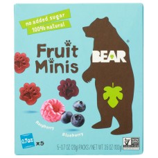 BEAR YOYO: Real Fruit Snack Minis Raspberry Blueberry, 3.5 oz