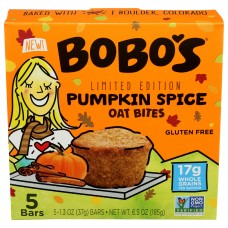 BOBOS OAT BARS: Pumpkin Spice Oat Bites 5 Ct, 6.5 oz