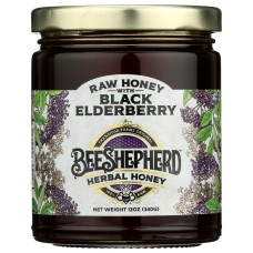 BEE SHEPHERD: Black Elderberry Raw Honey, 12 oz