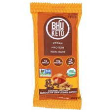 BHU FOODS: Caramel Peanut Chocolate Chip Cookie Dough Keto Protein Bar, 1.6 oz