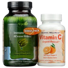 IRWIN NATURALS: Immuno Shield All Season Wellness Plus Vitamin C Bonus Pack, 100 sg