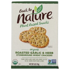 BACK TO NATURE: Organic Roasted Garlic and Herb Stoneground Wheat Crackers, 6 oz
