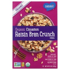 BARBARAS: Organic Crunchy Cinnamon Raisin Bran Cereal, 10 oz