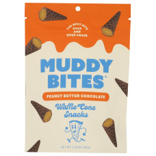 MUDDY BITES: Peanut Butter Chocolate Waffle Cone Snacks, 2.33 oz