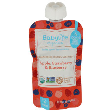 BABYLIFE ORGANICS: Apple Strawberry Blueberry Pouch, 3.5 oz BABYLIFE ORGANICS: Apple Strawberry Blueberry Pouch, 3.5 oz