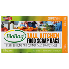 BIOBAG: Tall Kitchen 13 Gallon Food Scrap Bags, 12 pc