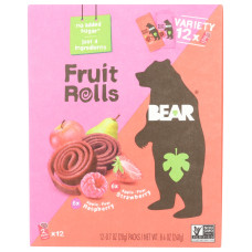 BEAR SNACKS: Strawberry Raspberry Fruit Rolls Variety Pack, 8.4 oz
