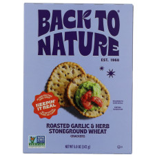 BACK TO NATURE: Roasted Garlic and Herb Stoneground Wheat Crackers, 5 oz BACK TO NATURE: Roasted Garlic and Herb Stoneground Wheat Crackers, 5 oz