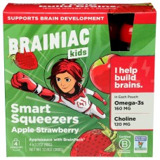 BRAINIAC: Applesauce Strawberry Kids 4Pk, 12.8 oz